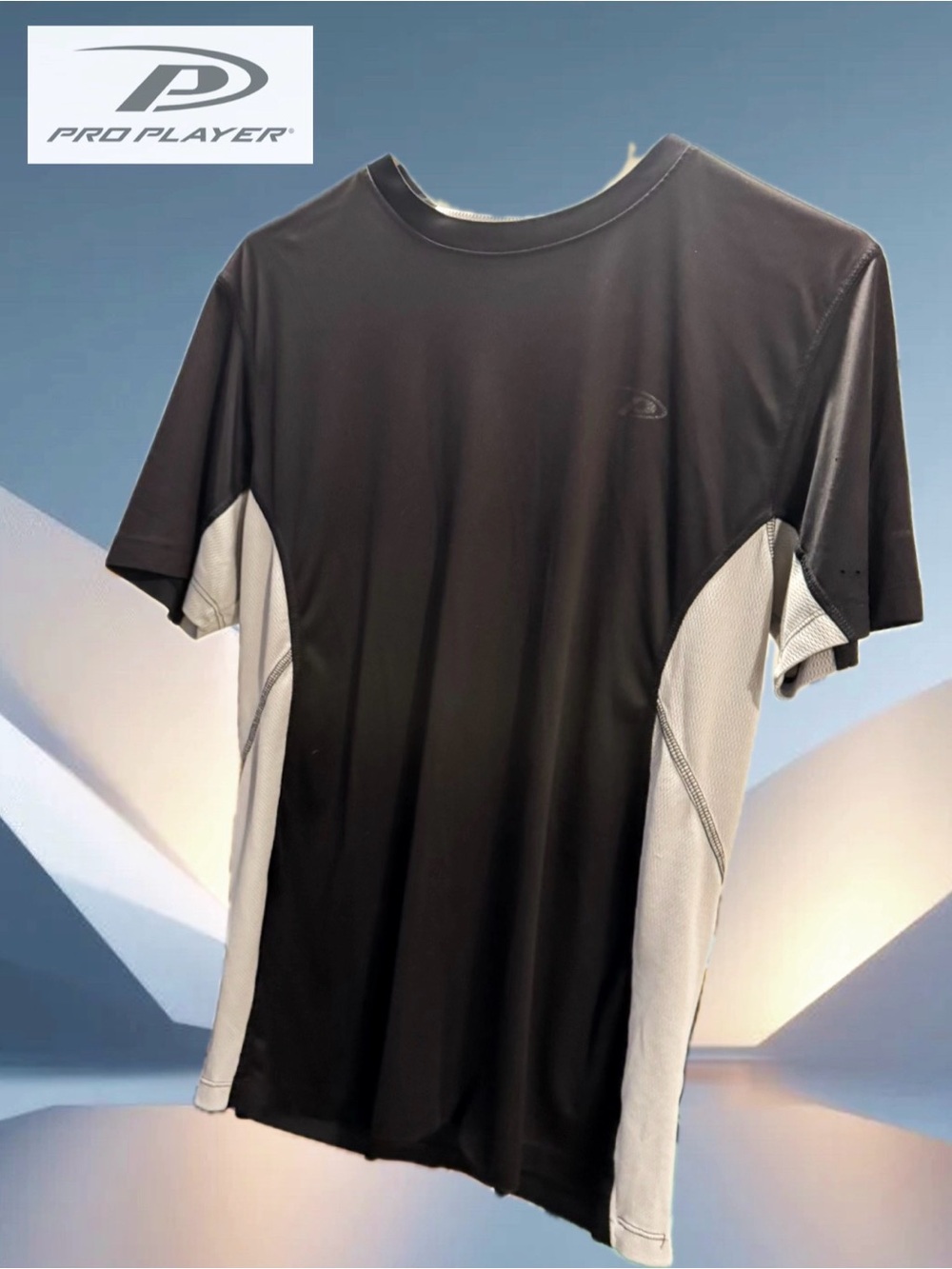 Pro Player Men's Black and Geay Performance Tee